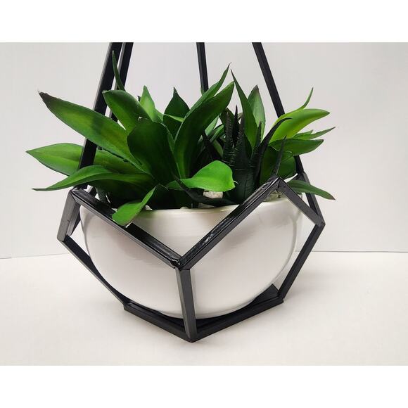 2pc Decorative Geometric Diamond-Shaped Metal Frame Artificial Indoor Plants - Picture 11 of 16